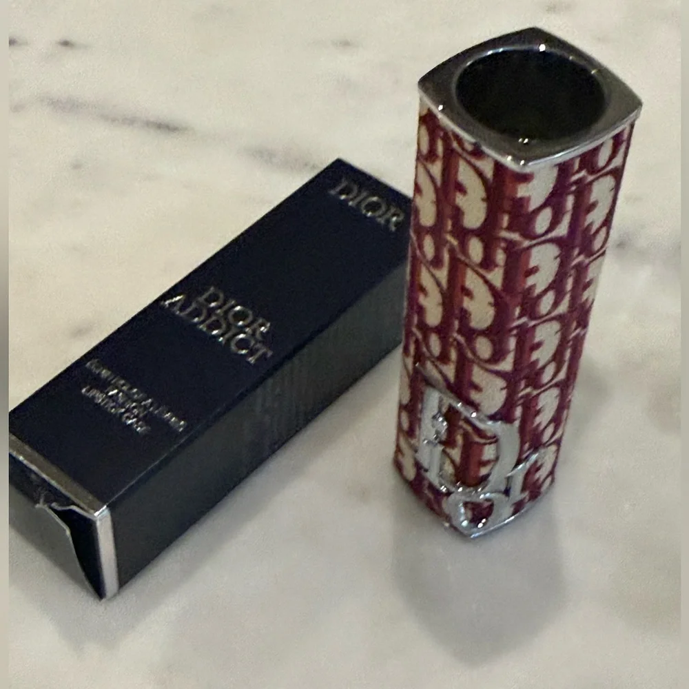 Dior Addict Collectors Signature Monogram Lipstick Case, Brick Red and Cream.